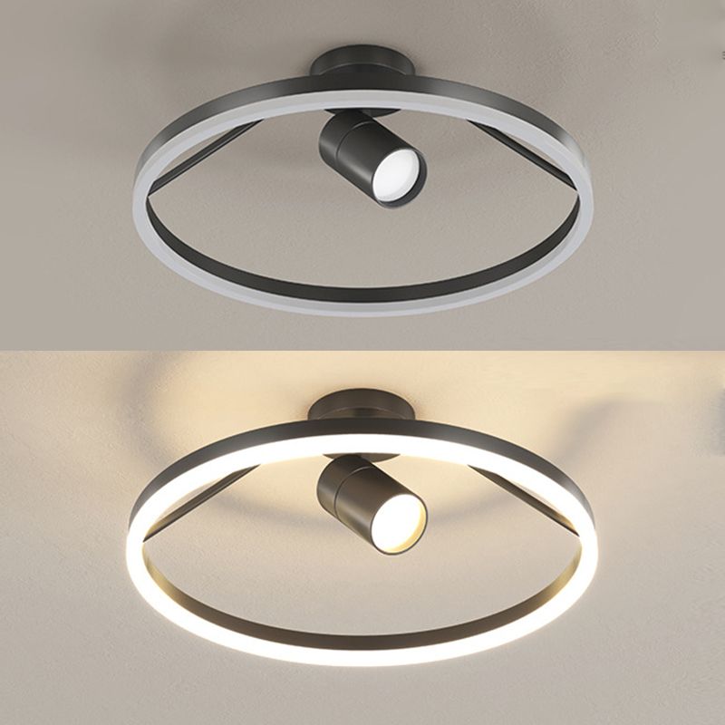 1 Spotlight LED Flush Ceiling Lights Wrought Iron Circle Flush Mount for Bedroom