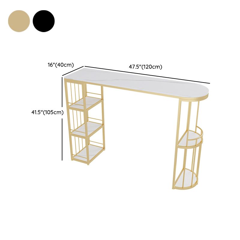 Modern Style Bar Table Stone Top Bar Table with Storage for Living Room