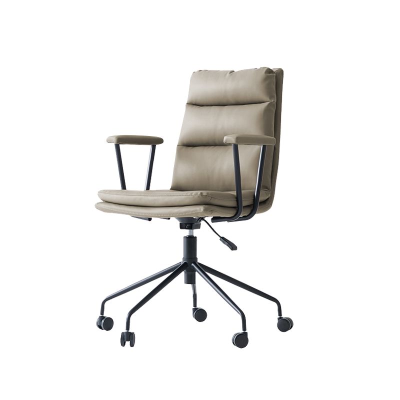 Contemporary Arms Included Task Chair Leather Desk Chair for Office