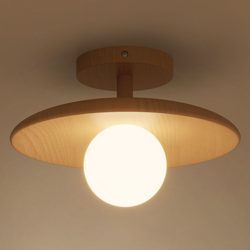 Ronde gangpad semi mount verlichting houten hedendaagse semi-flush lichte armatuur in hout