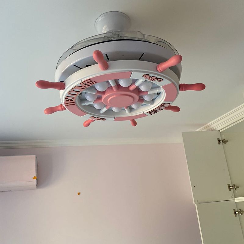 LED du gouvernail suspendu d'éclairage de ventilateur méditerranéen en métal pour la chambre à coucher semi à la chasse d'eau