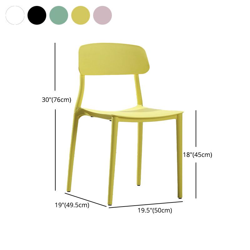 Contemporary Stackable Chairs Open Back Kitchen Armless Chair with Plastic Legs