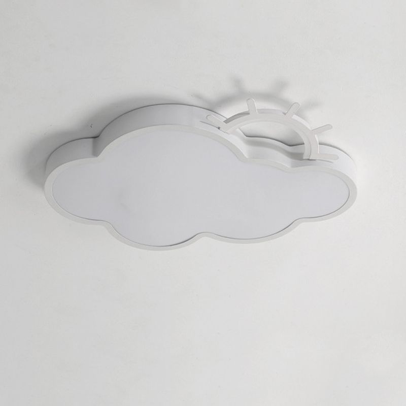 Cloud Shape Flush Light Modern Style Metal 2 Lights Flush Mount in White