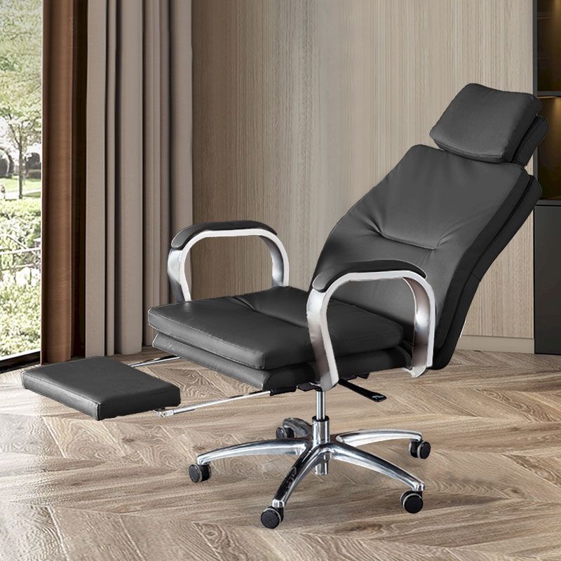 Modern Style Executive Chair Leather Upholstered Office Chair with Fixed Arms