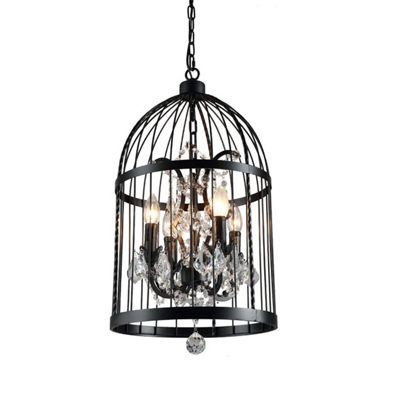 Industrial Style Chandelier Light Fixtures Iron Cage Hanging Chandelier for Restaurant