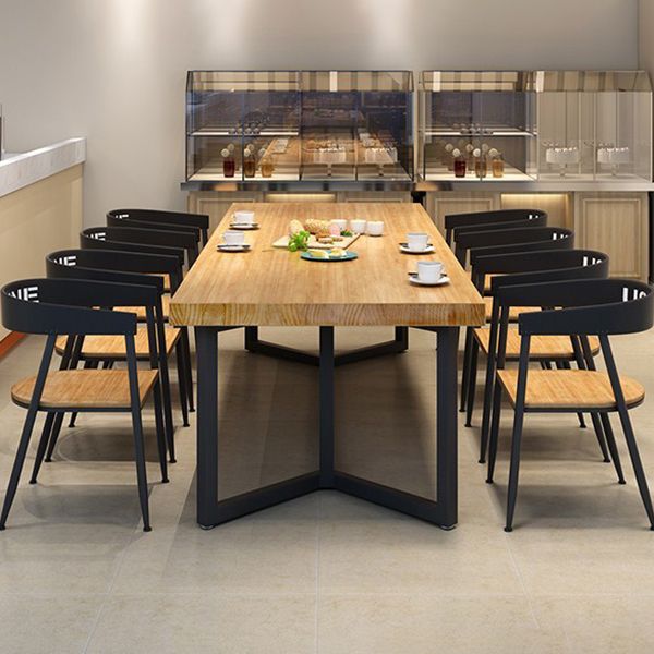 Rectangle Dining Table Industrial Iron Base Dining Table with Black Frame