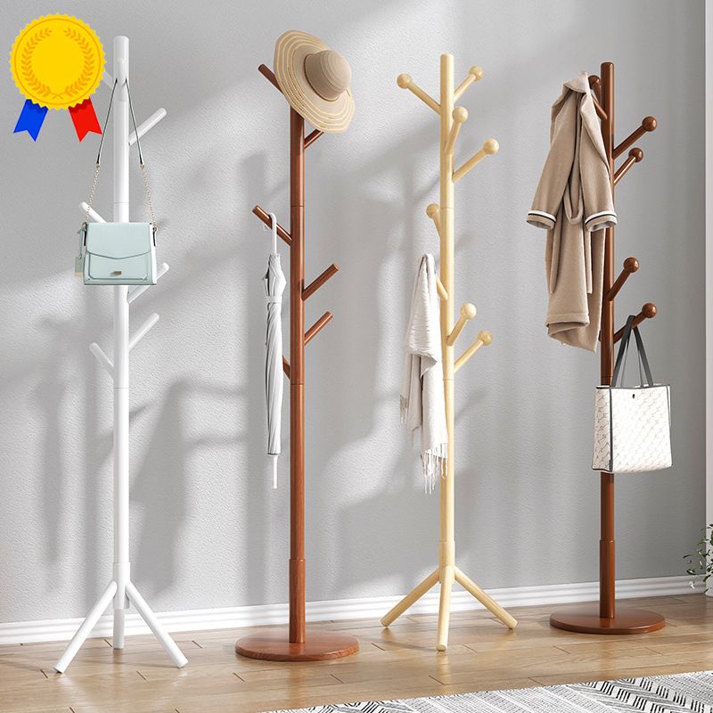 Hall Tree Modern Hooks Free Standing Solid Wood in Bedroom Coat Hanger