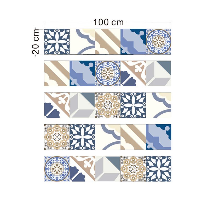 Abstract Tile Wallpaper Panel Set Pick Up Sticks Mediterranean Dining Room Wall Decor, 10.8-sq ft (5 Pcs)