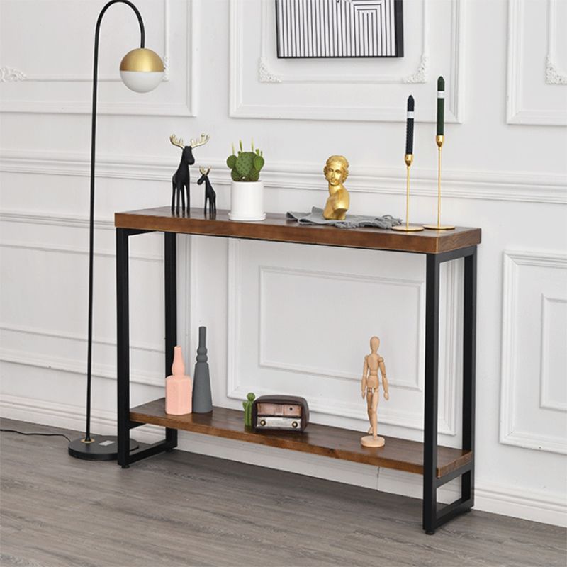 11.81" W x 31.49" H Console Table Trestle Solid Wood Console Table in Brone