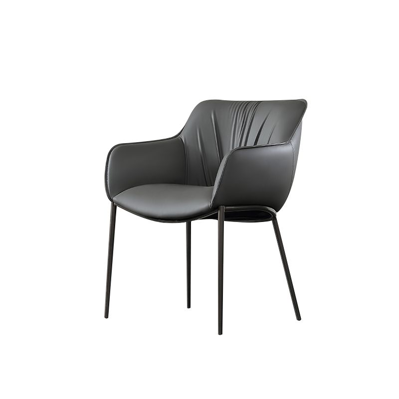 Contemporary Faux Leather Dining Chair with Metal Frame for Kitchen