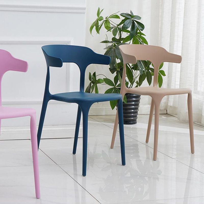 Contemporary Plastic Arm Chair Dining Kitchen Room Open Back Chair