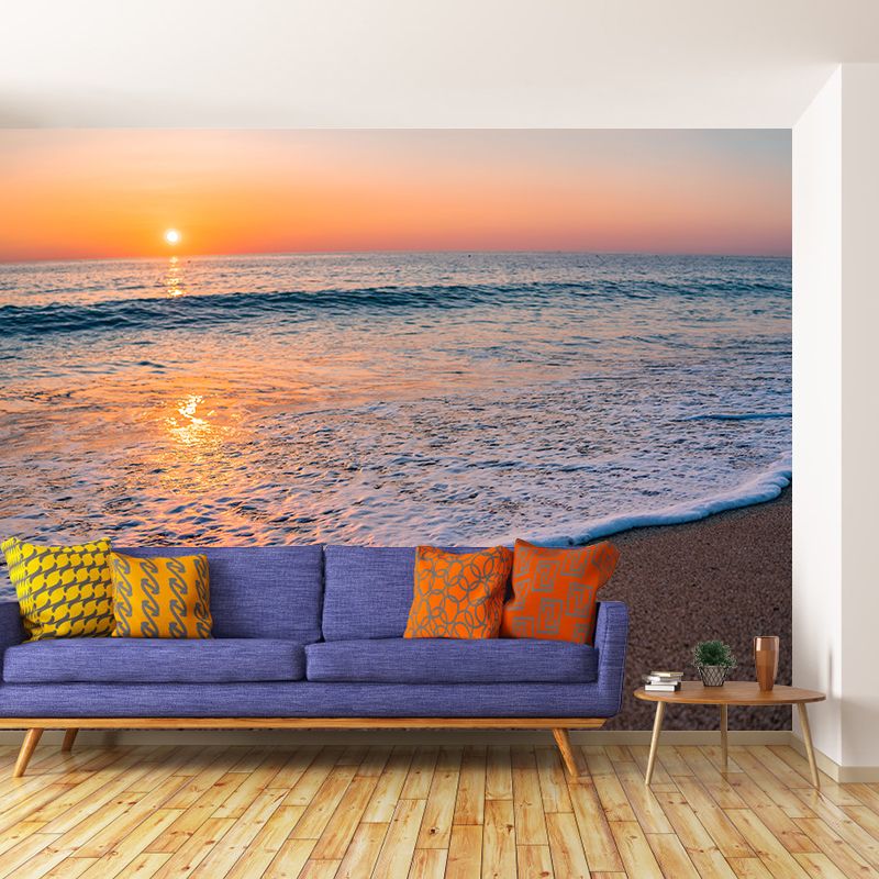 Sandy Beach Coast Wallpaper Mural Contemporary Wall Covering for Sleeping Room