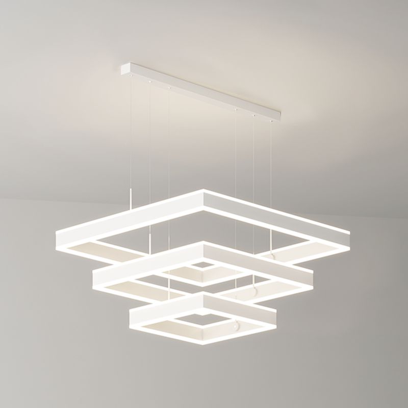 Squared Shade Chandelier Lights Modern Metal 6-Light Chandelier Lighting Fixtures en blanc