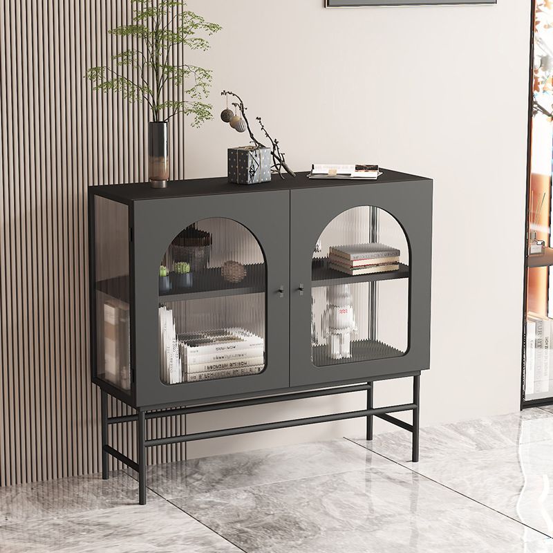 Industrial Glass Doors Curio Cabinet Metal Display Cabinet with Doors for Dining Room