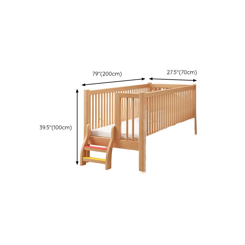 Traditional Solid Wood Nursery Bed Guardrail Washed Natural Baby Crib