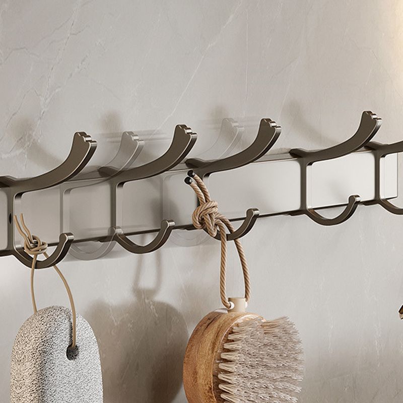 Modern Bathroom Accessory Set in Gray with Bath Shelf/Towel Bar/Robe Hooks & Paper Holder