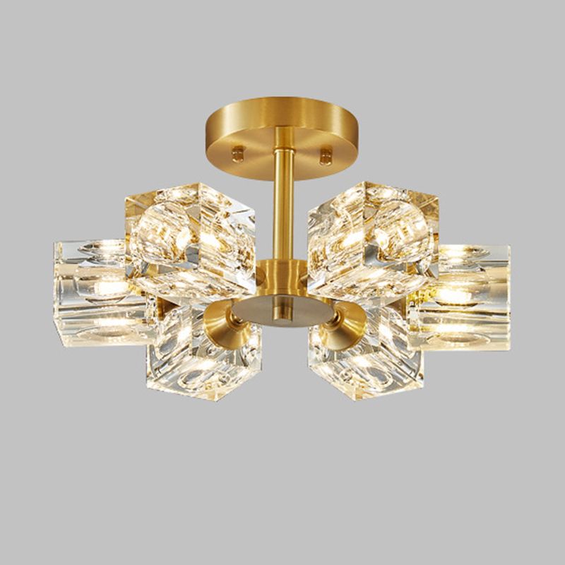 3/4/5/6-Light Modern Golden Flush Mount Lighting Crystal Shaded Ceiling Light