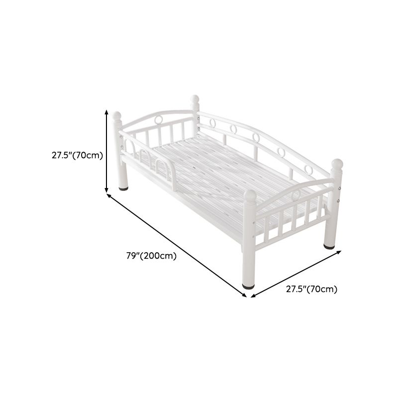 Metal Crib in White Industrial Iron Crib with Guardrails Nursery Bed