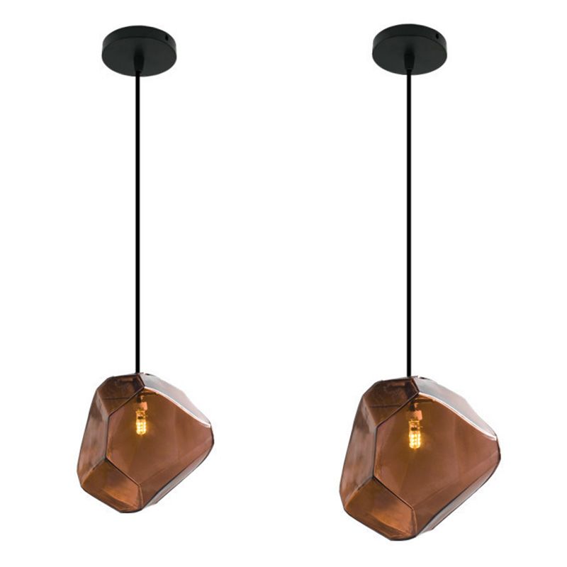 6-Colors Optional Stone Shaped Glass Hanging Light Nordic Style Simplicity Lighting Fixture for Bedroom