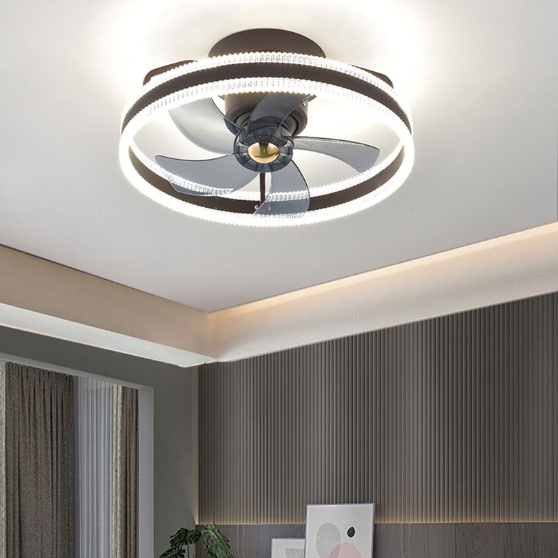 5-Blade Modern LED Ceiling Fan Metallic Black Fan with Light for Home