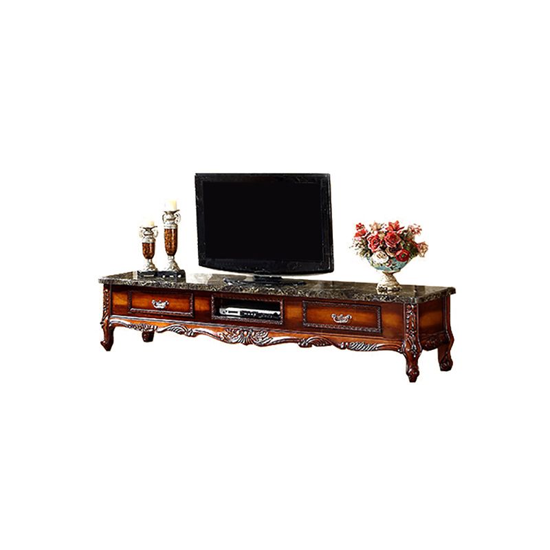 Solid Wood TV Media Console Open Storage Media Console TV Stand with Drawers