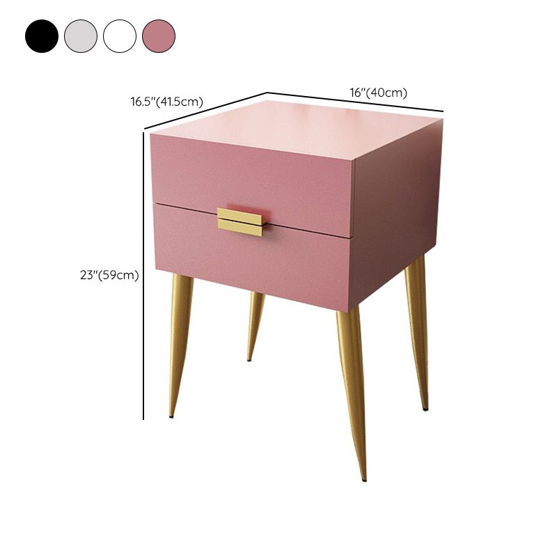 Wooden and Metal Night Table Modern Minimalist Bedside Table with Legs