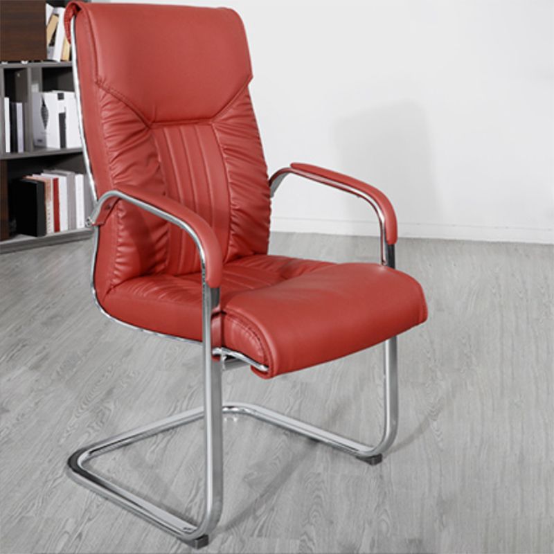 Modern Fixed Arms Task Chair Faux Leather Desk Chair for Office