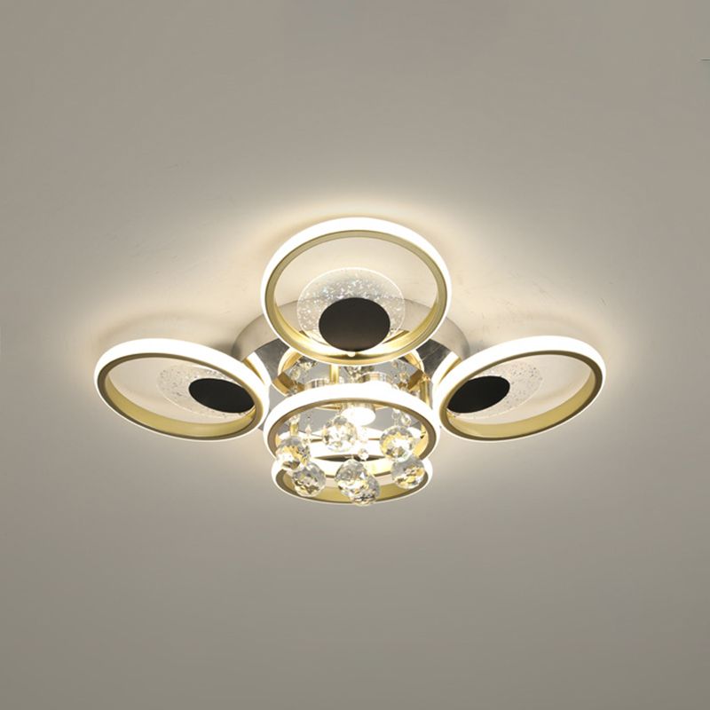 Modern Fluse Flush Monte Techo Ligero Metal Metal Sala LED Semi Flush Light in Black-Gold