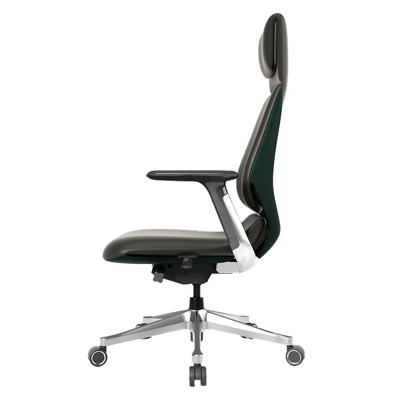 Fixed Arms Modern Office Chair Leather No Distressing Ergonomic Desk Chair