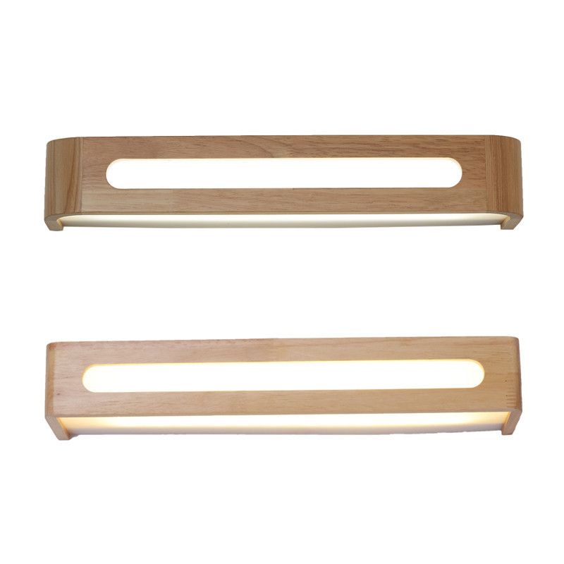 Moderner minimalistischer Stil Rechteck Eitelkeit Wandleuchten Holz Waschtischlichter Lichter