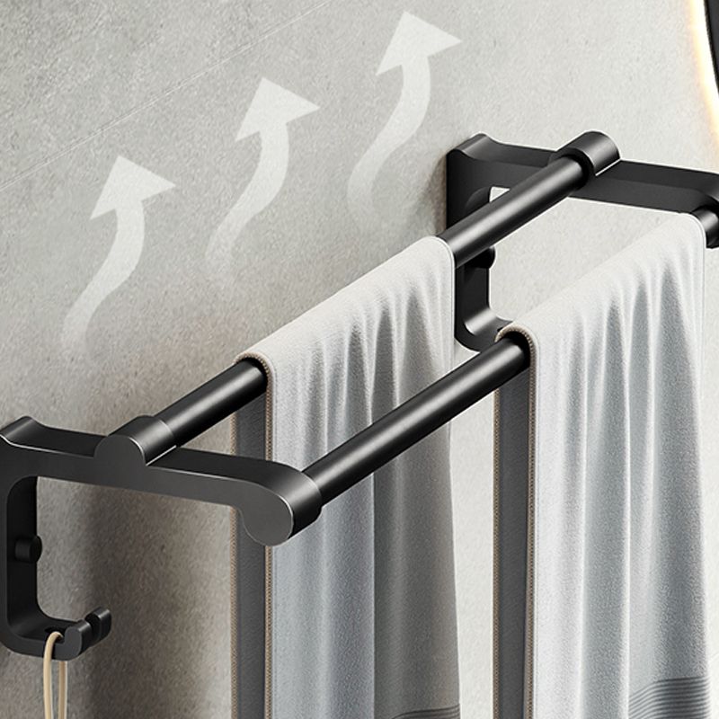 Contemporary Black Finish Bathroom Accessory Set with Bath Shelf/Towel Bar