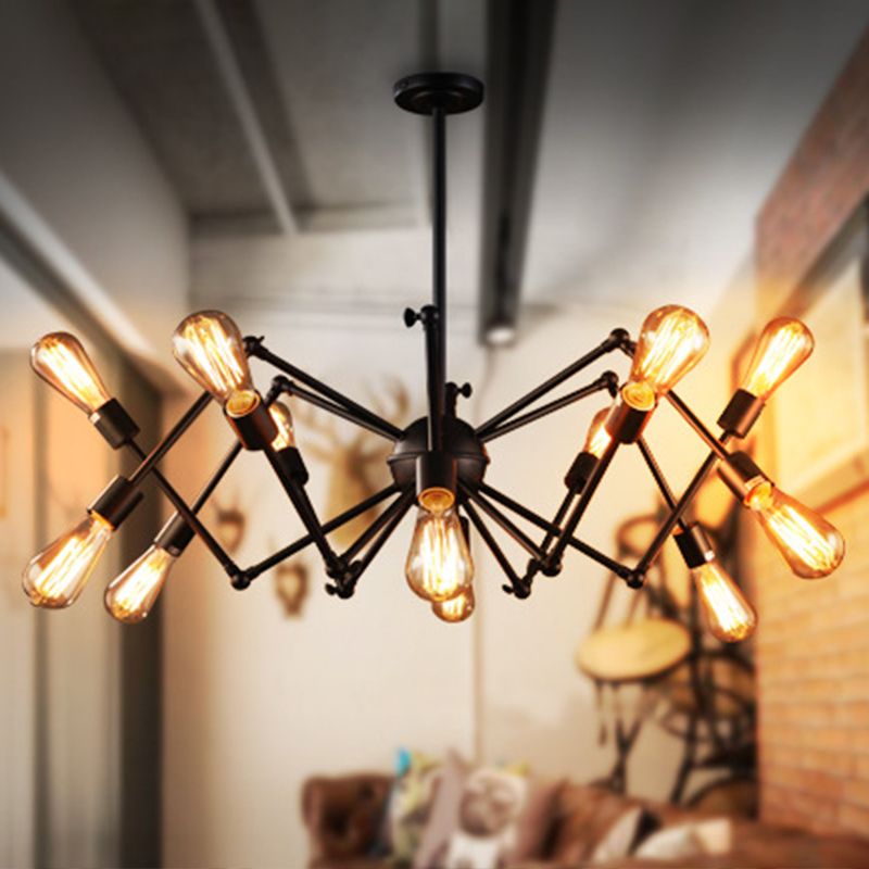 Spider-shaped Wrought Iron Chandelier Light Retro Industrial Style Coffee Shop Workshop Hanging Pendant Light