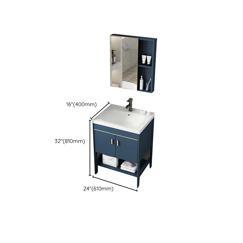 Glam Sink Vanity Stainless Steel Standalone Cabinet and Shelving Included Vanity Set