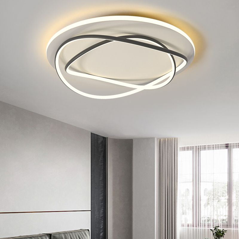 Black and White Contemporary Flush Mount 3 - Light Linear Metal Ceiling Mount