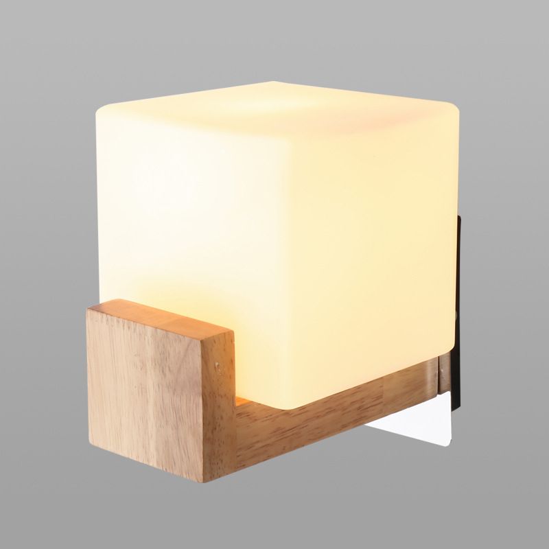 Contemporanea 1 head sconce leggero illuminazione a parete quadrata a parete quadrata con tonalità di vetro bianco