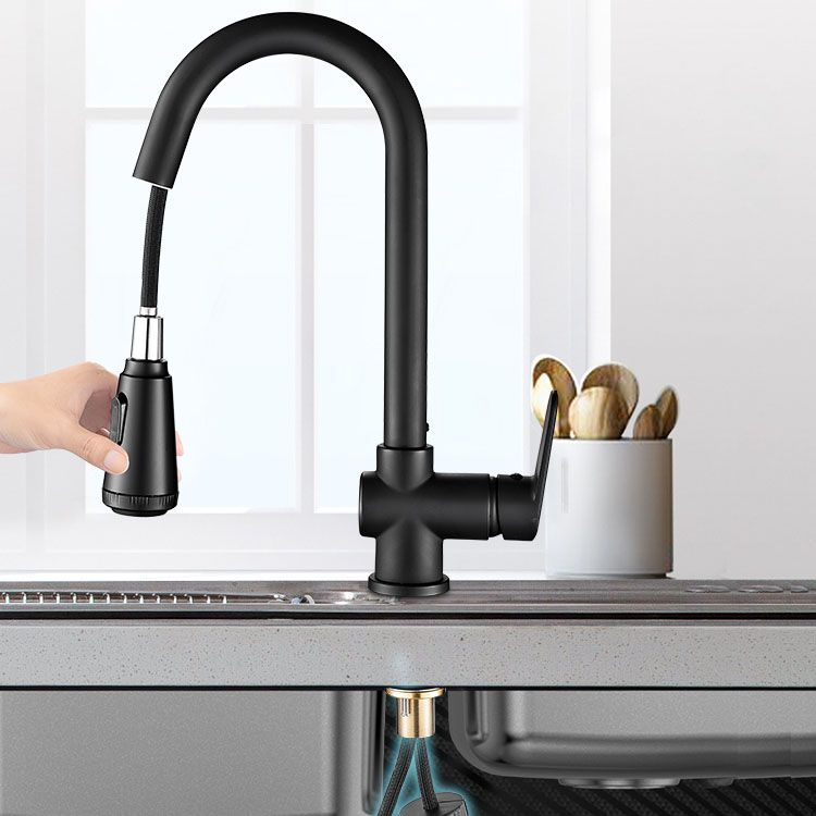 Gooseneck Kitchen Bar Faucet Swivel Spout No Sensor Bar Faucet with Pull down Sprayer