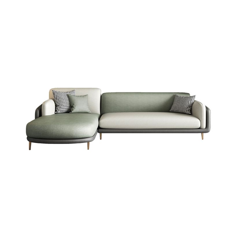 Ultra-Modern Pillow Top Arm Sofa Green and White Couch for Apartment