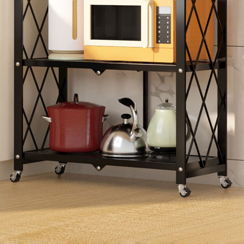 Contemporary Etagere Bookcase  Black Shelf Steel Freestanding Open Back Shelf