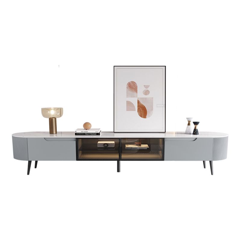 Modern Stone TV Media Stand Enclosed Storage TV Stand with Doors for Living Room