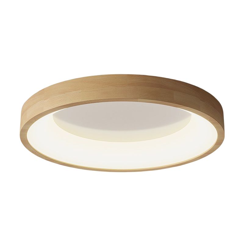 Wood Circle Shape Flush Mount Minimalism Metal Ceiling Flush Mount for Living Room