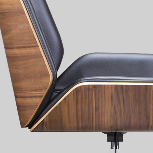 Modern Style Swivel Task Chair Faux Leather Office Chair with Fixed Arms