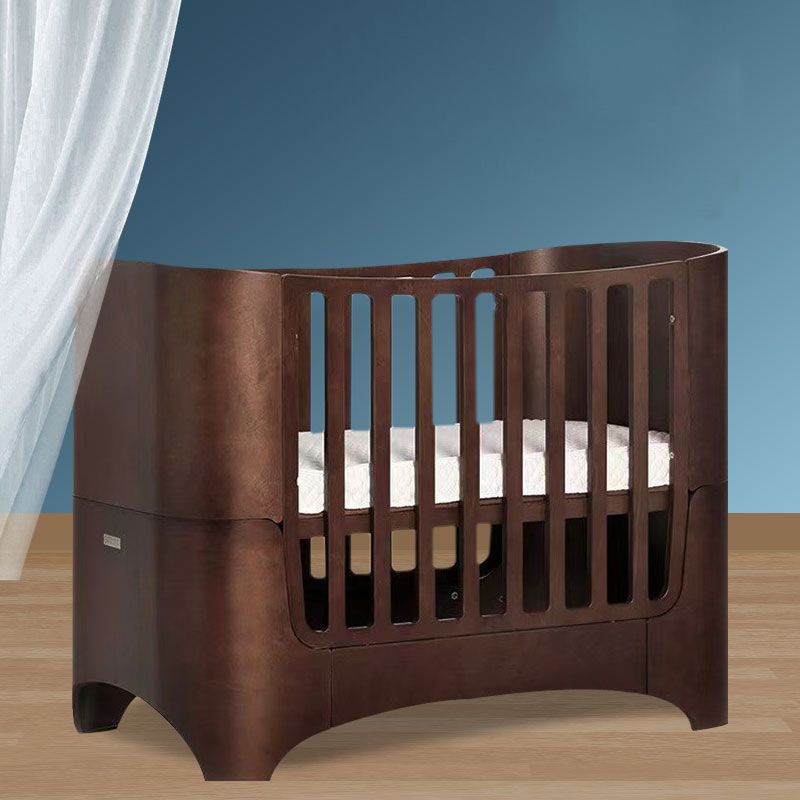 Solid Wood Adjustable Height Crib Home  5-In-1 Convertible Crib