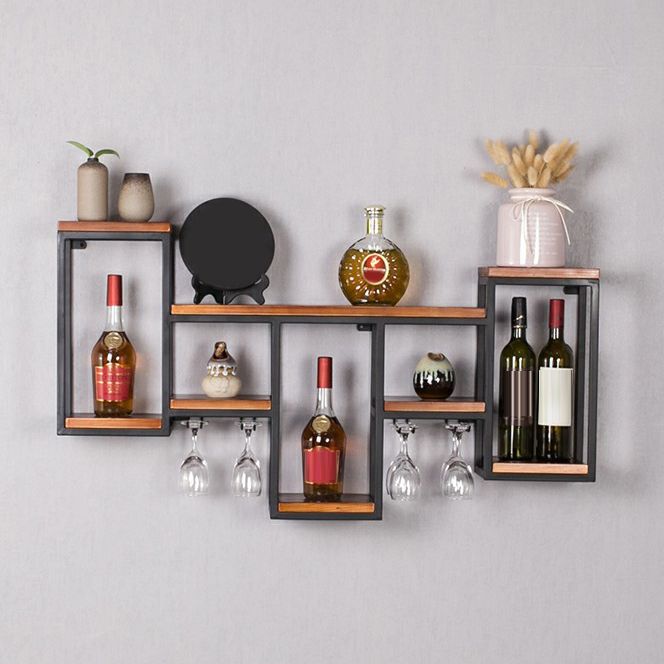 Metal Wall Mounted Wine Bottle & Glass Rack Modern Wine Rack Kit