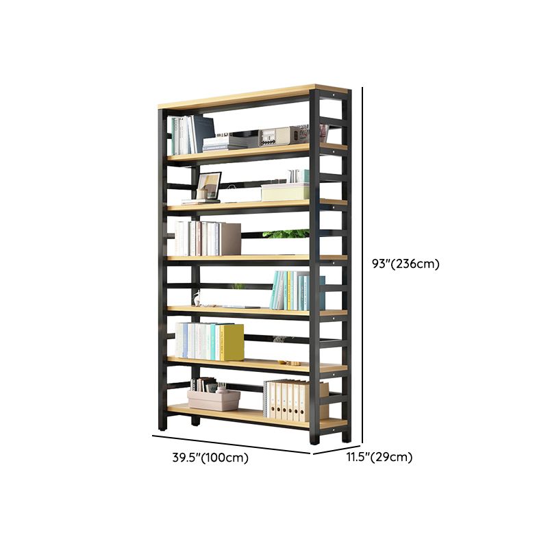 Adjustable Shelves Children's Bookshelf Steel and Wood Bookshelf in Black