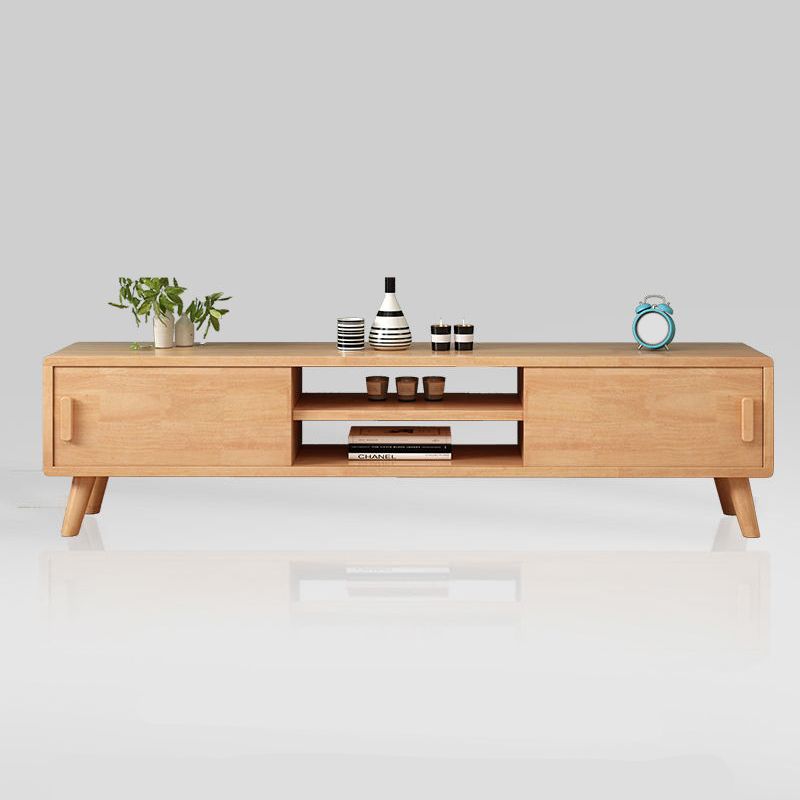 Scandinavian Wood TV Stand Console Open Shelving TV Media Stand for Living Room