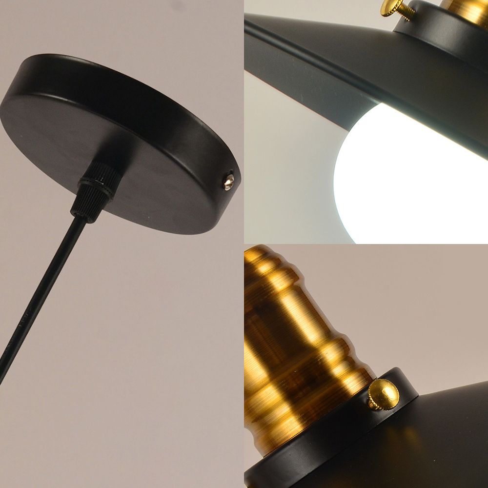 8.5 "/10" brede schotel in de woonkamer verlichtingsarmatuur industrieel smeedijzeren 1-licht zwart hangend hanglampje