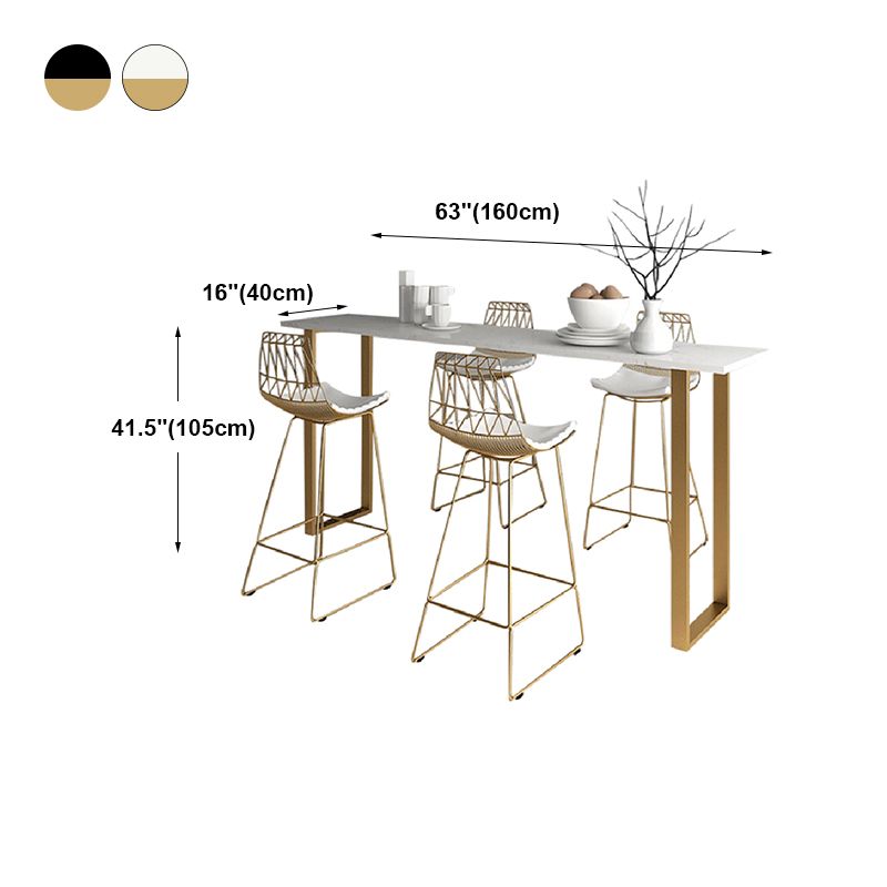 Glam Marble Bar Wine Table with Rectangle Table Top Sled Table - 41.3" H, Only Table