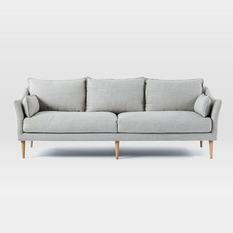 Linen Modern Sloped Arm Sofa Wooden Standard Sofa for Living Room, Apartment