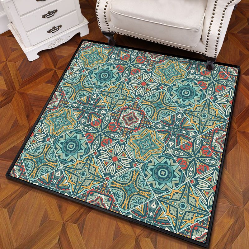 Mandala multicolor Mandala Rug polipropileno Turca Turca Alfombra sin deslizamiento Alfombra lavable de máquina resistente a las manchas para dormitorio