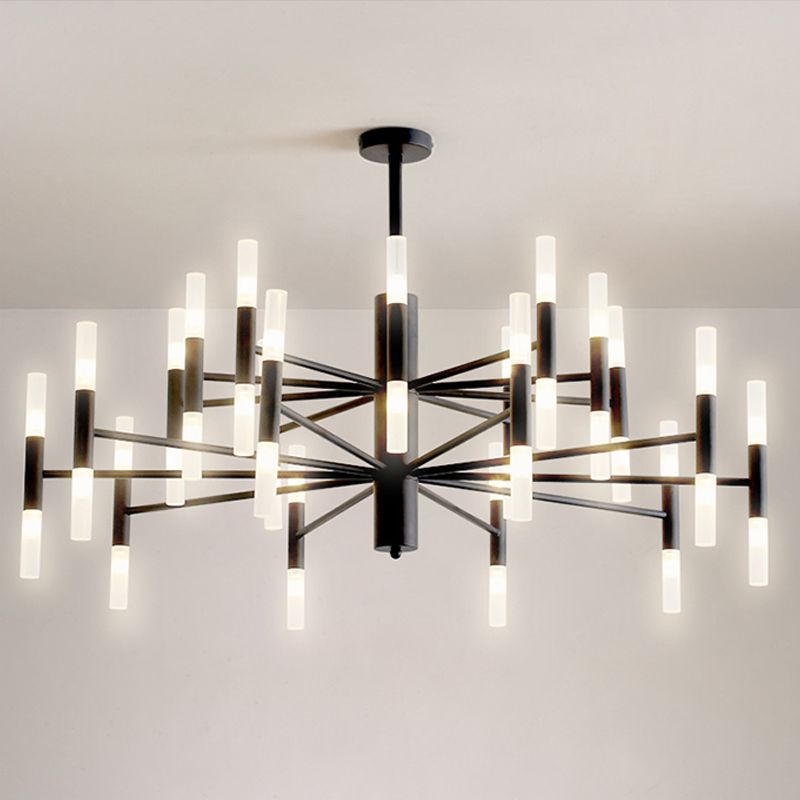 Radial Shaped Living Room Ceiling Lighting Metallic Postmodern LED Chandelier Light Fixture